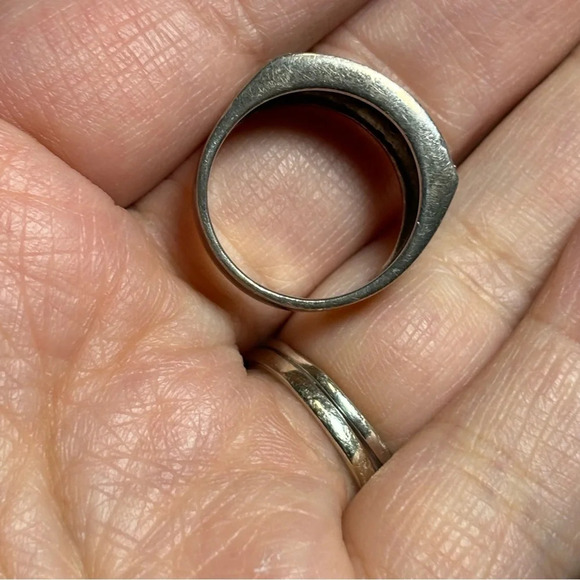 Sterling Silver 925 Marcasite Signet Pave Ring Size 8 Women’s Ring - Picture 3 of 9